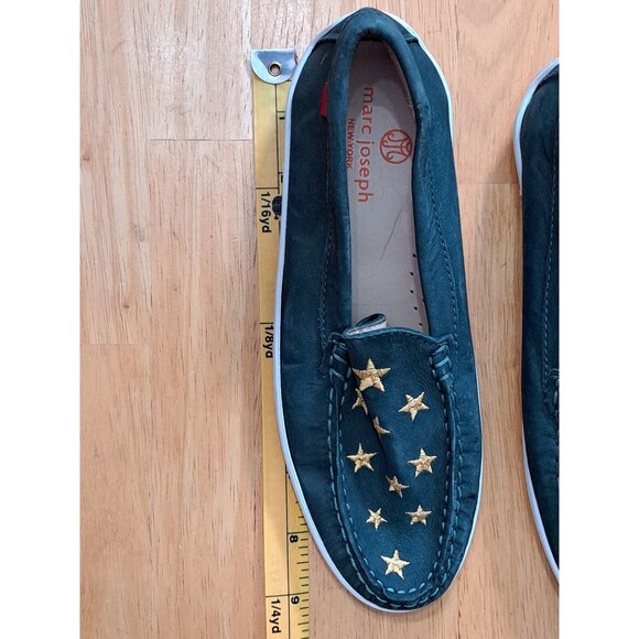Marc Joseph Madison Leather Nubuck Loafers Big Kid Size 3.5 Green w/ Gold Stars - Picture 16 of 16